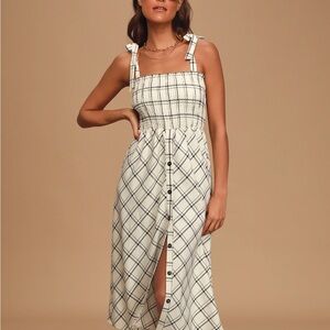 Lulu's Plaid Tie-Strap Dress